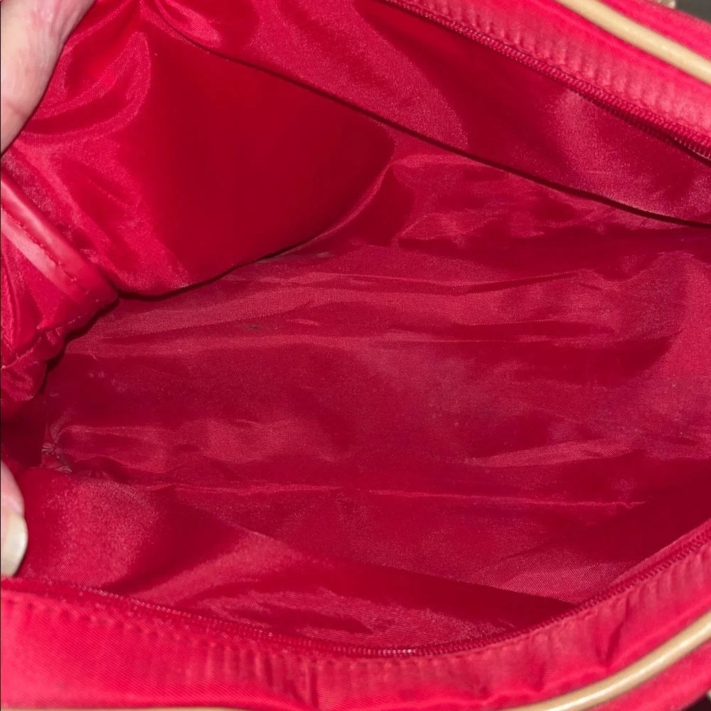 Vintage Clarins Red Bag with Tan Accents - Picture 6 of 8